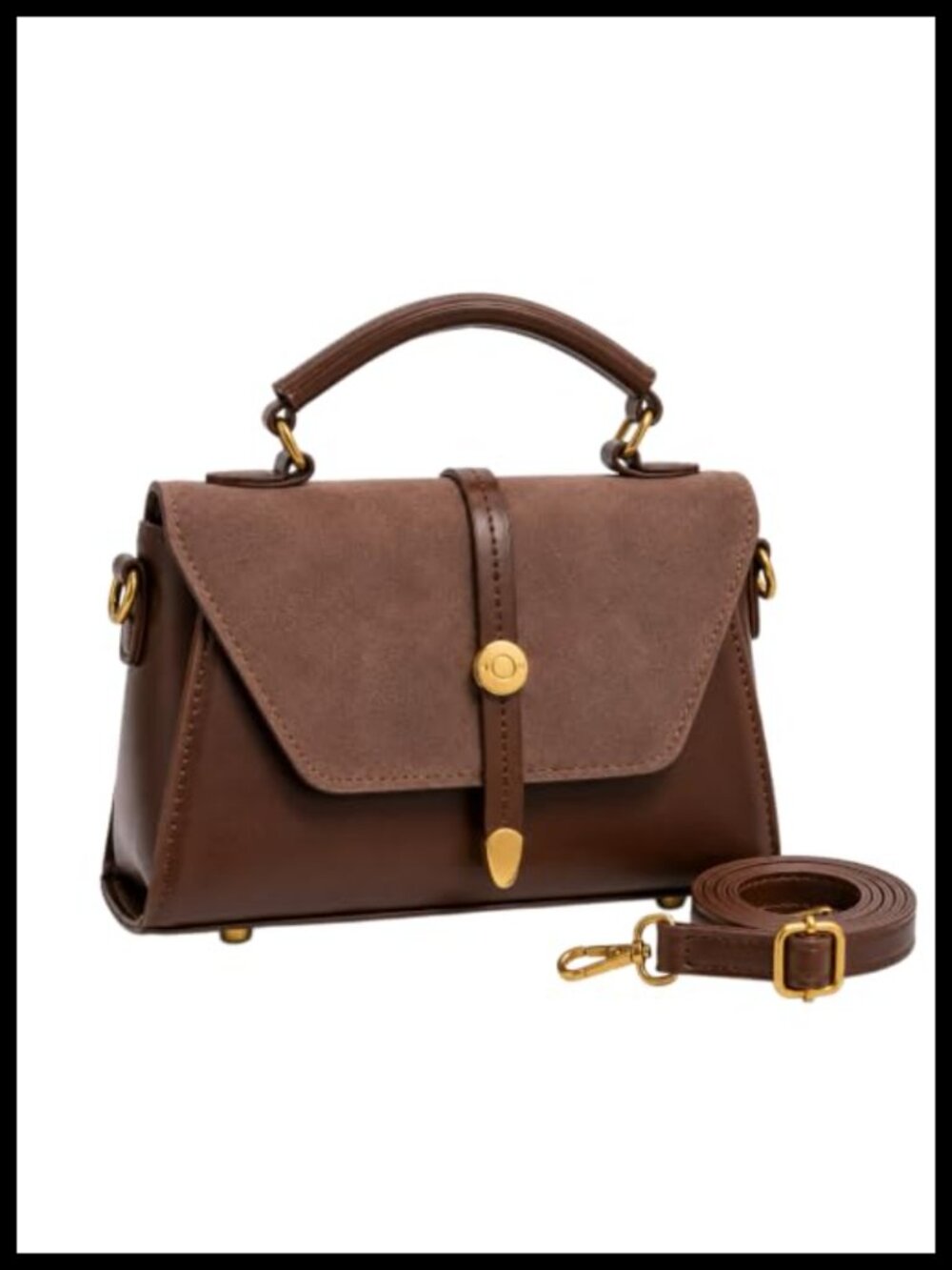 Faux Leather Crossbody Satchel Purse with Adjustable Strap Small Handbag